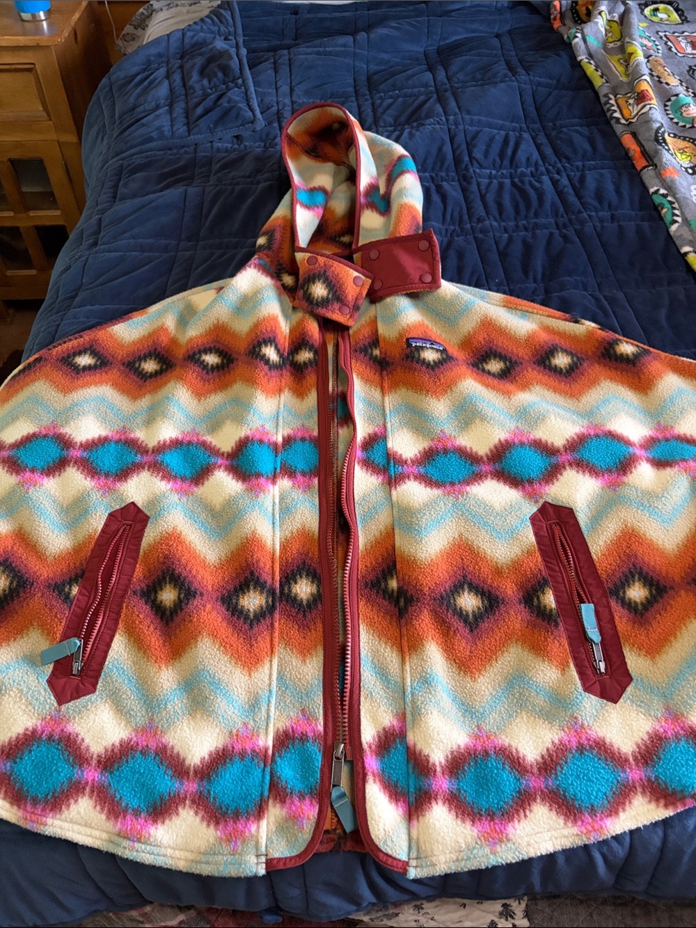 Patagonia Multi-Color Diamond Fleece Poncho Jacket